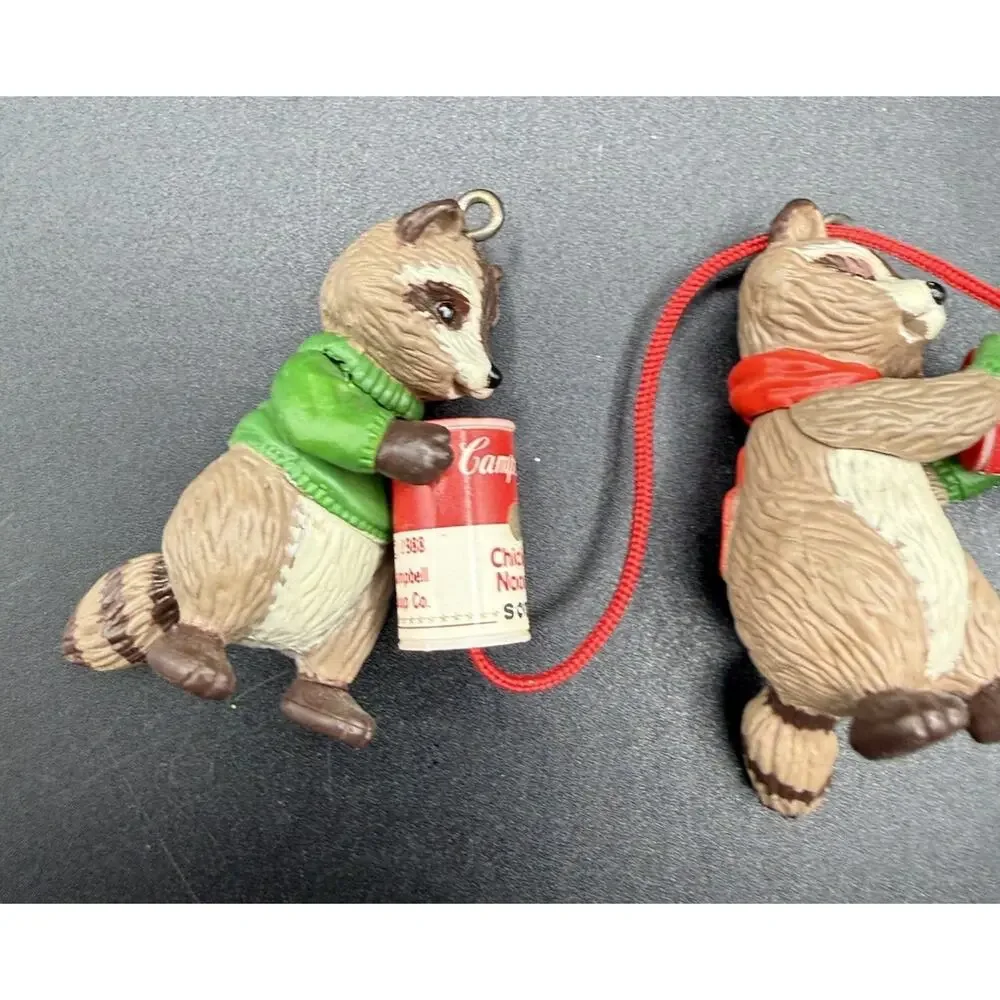 Hallmark Ornament 1988 Raccoons Campbell’s Party Line Christmas Ornament Lo16